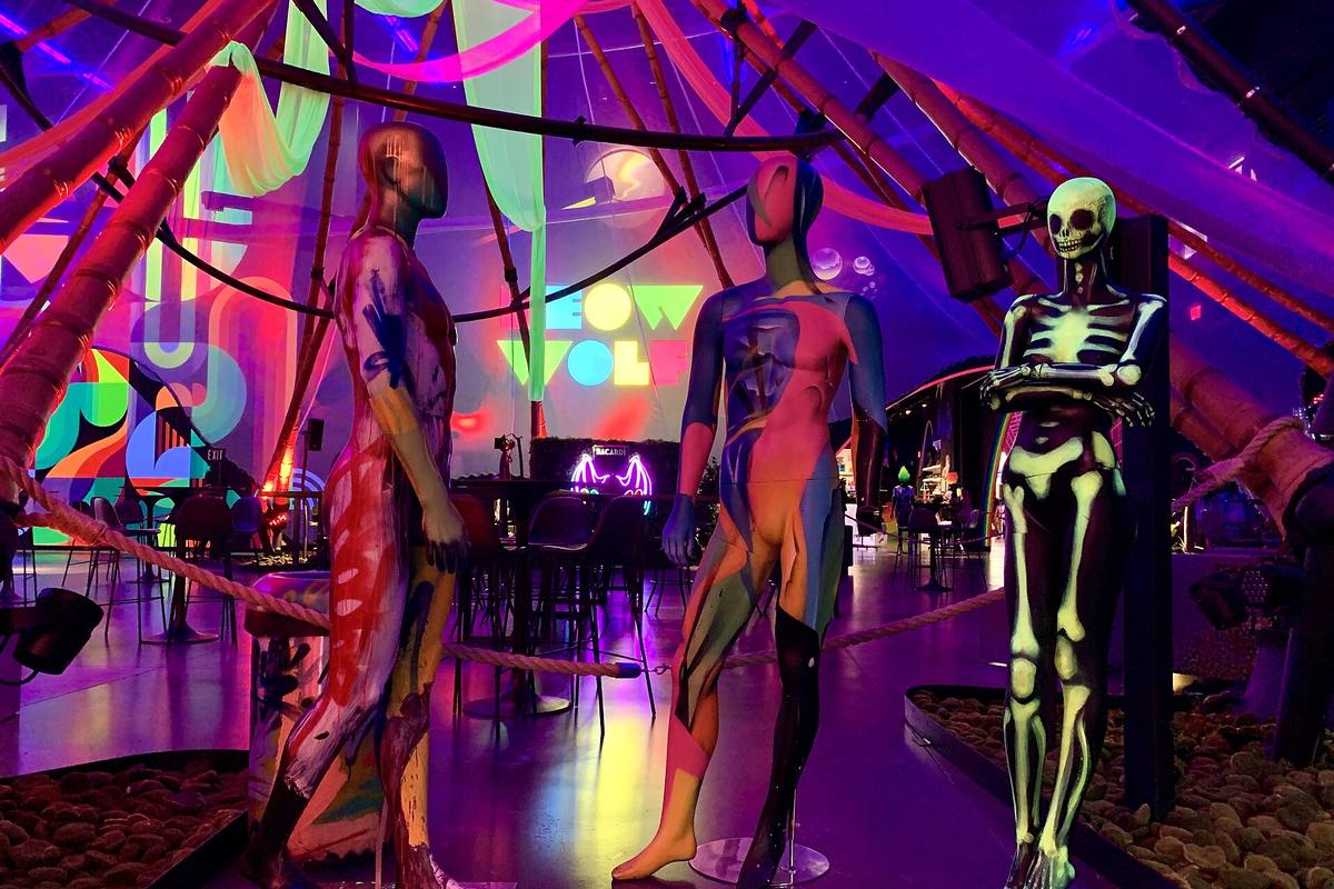 Colourful immersive art installation inside AREA15 in Las Vegas